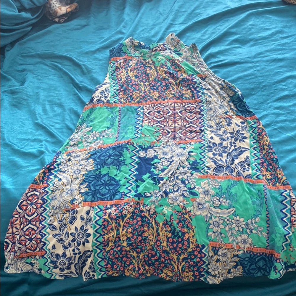 Anthro Bohemian Colorful Patchwork Mini Summer Dress